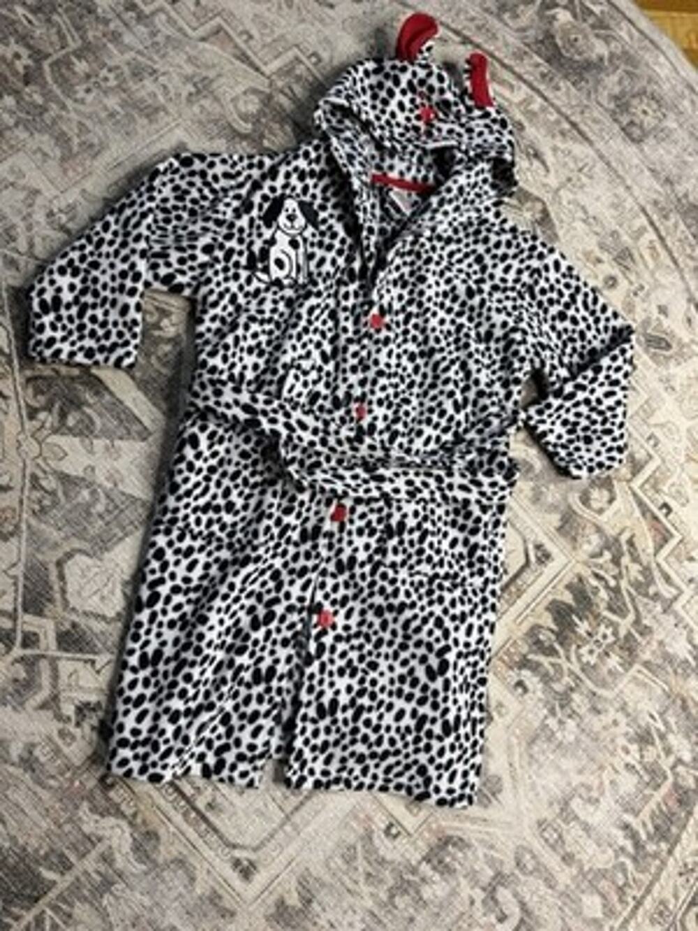 Disney 101 Dalmatians Bath Robe Jacket Costume Size 5T Ears On Hood